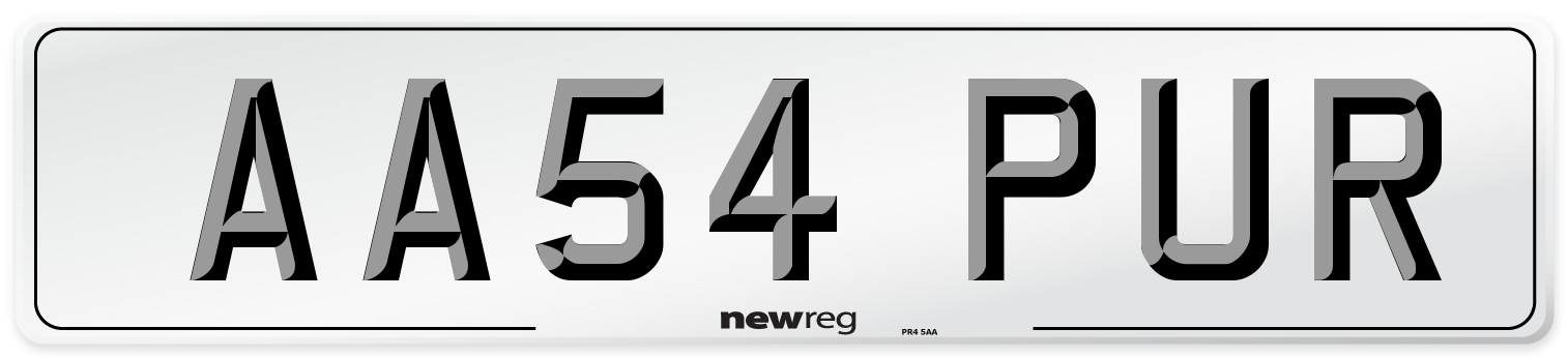 AA54 PUR Number Plate from New Reg